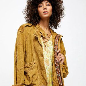 FP Free People Jayde Safari Bomber Military Jacket - Moss